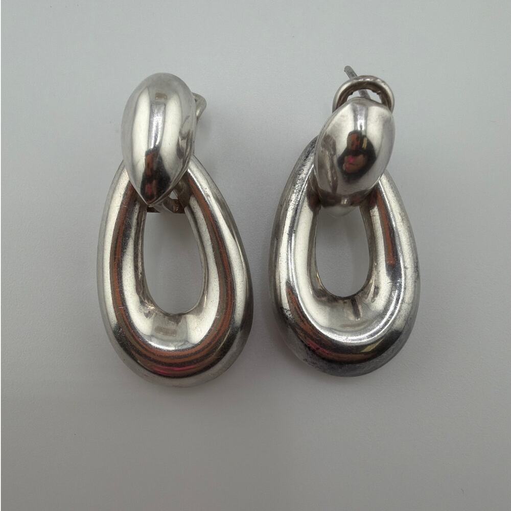 Vintage Marino Sterling Silver Puffy Door Knocker Earrings